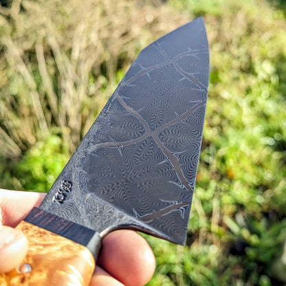 225mm Mosaic damascus Santoku | Handmade Kitchen Knives - KWB Knives