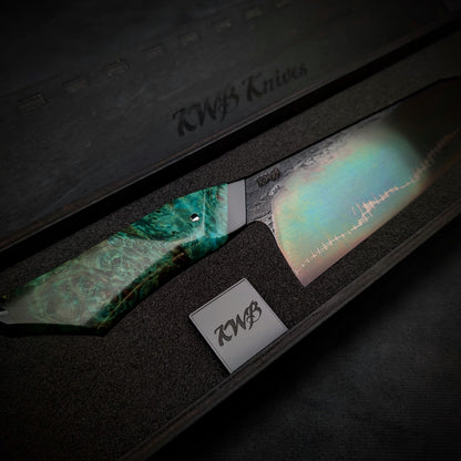 230mm Barbed Wire K-Tip Gyuto | Handmade Kitchen Knives - KWB Knives