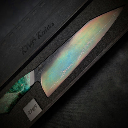 230mm Barbed Wire K-Tip Gyuto | Handmade Kitchen Knives - KWB Knives