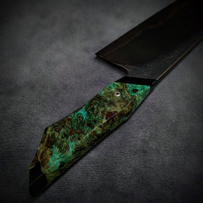 230mm Barbed Wire K-Tip Gyuto | Handmade Kitchen Knives - KWB Knives