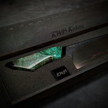 230mm Barbed Wire K-Tip Gyuto | Handmade Kitchen Knives - KWB Knives