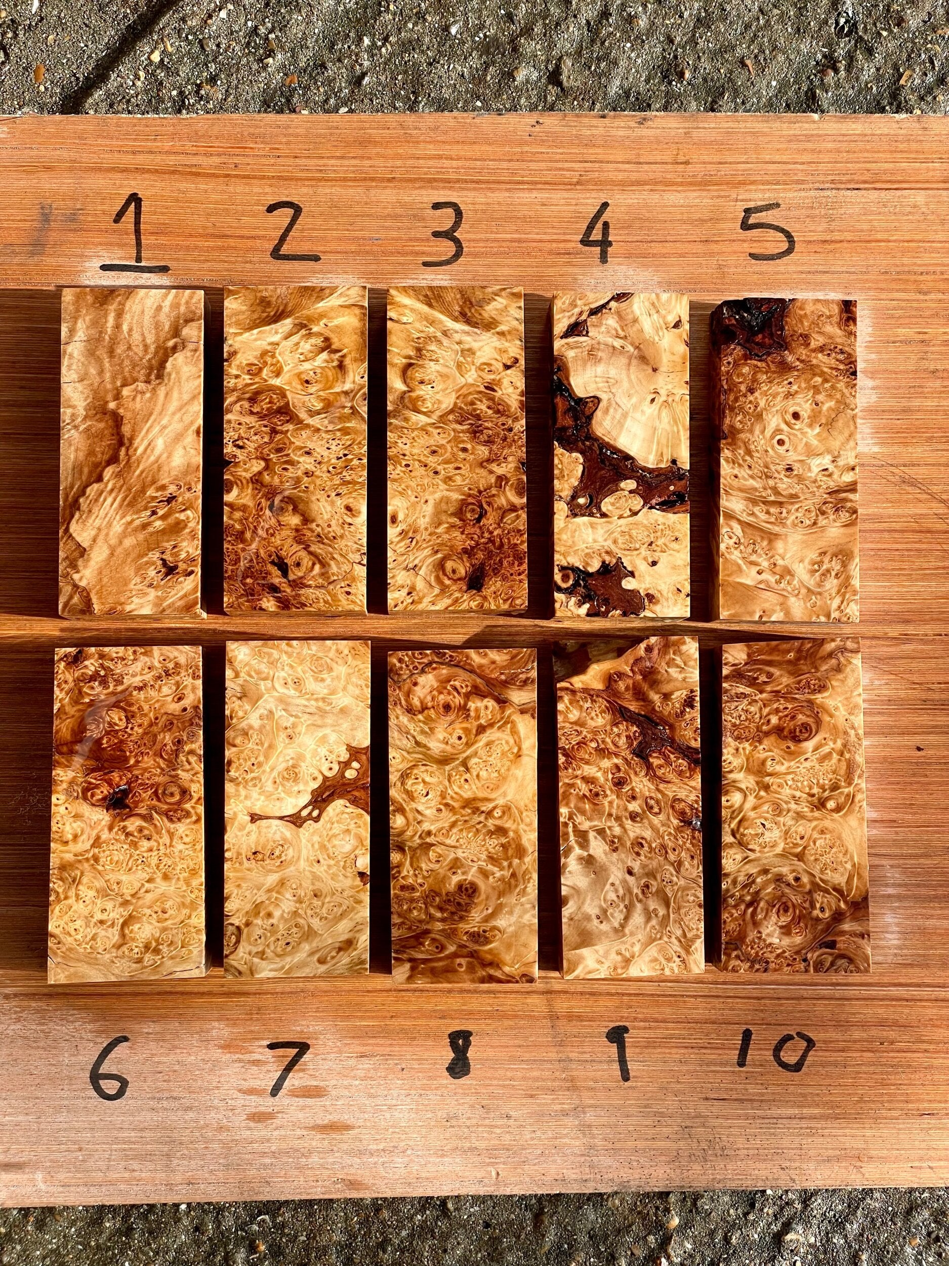 Stabilised Horse Chestnut Burr Handle Blocks-KWB Knives