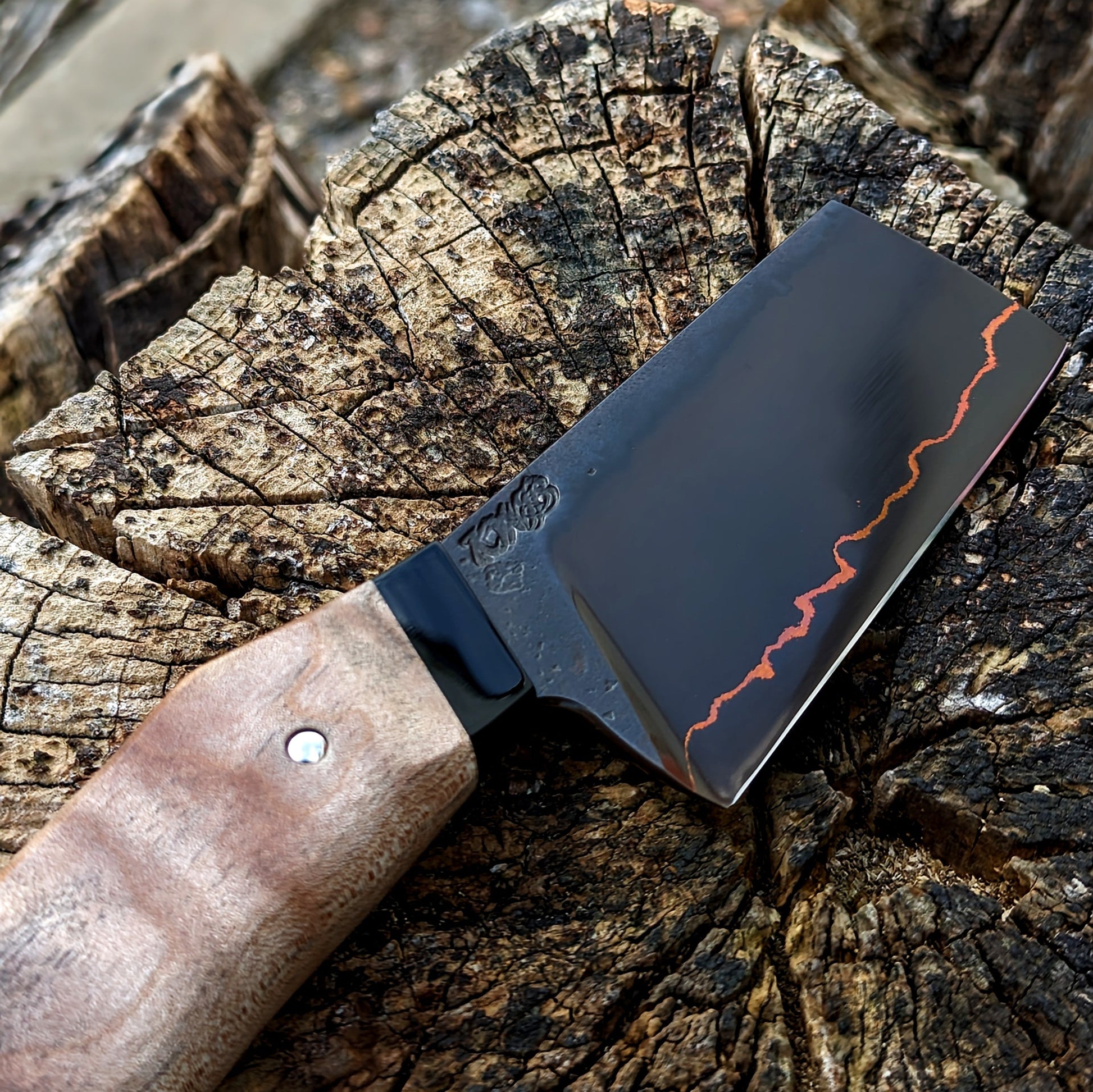 85mm Copper herb cleaver | Handmade Kitchen Knives - KWB Knives