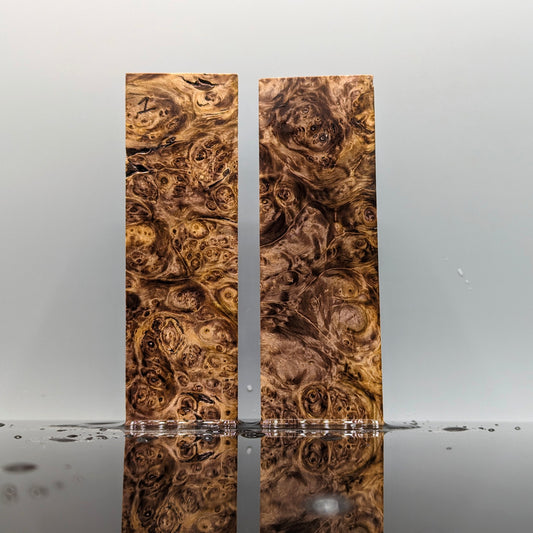 Black/Red Stabilised Chestnut Burr Handle Blocks-KWB Knives