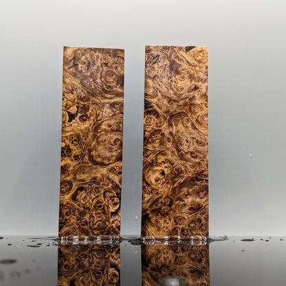 Black/Red Stabilised Chestnut Burr Handle Blocks-KWB Knives