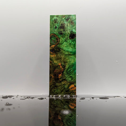 Green Stabilised Chestnut Burr Handle Block-KWB Knives