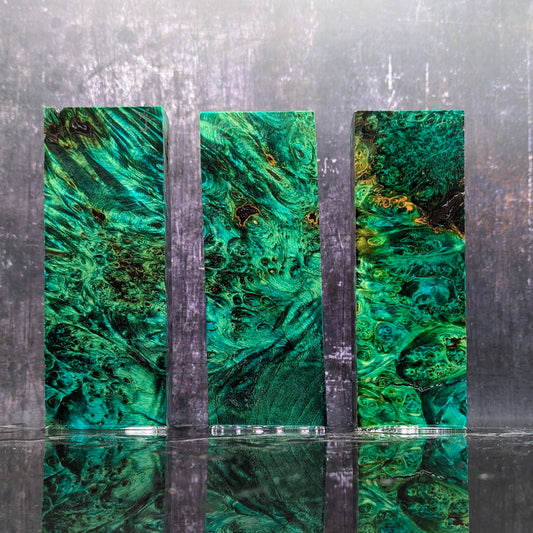 Teal Stabilised Sweet Chestnut Burr Handle Blocks-KWB Knives