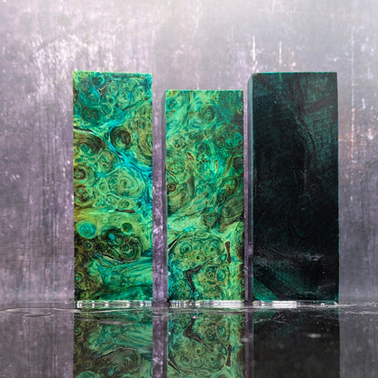 Teal Stabilised Chestnut Burr Handle Blocks-KWB Knives