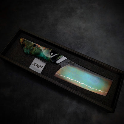 115mm Rainbow Nakiri Veg Knife | Handmade Kitchen Knives