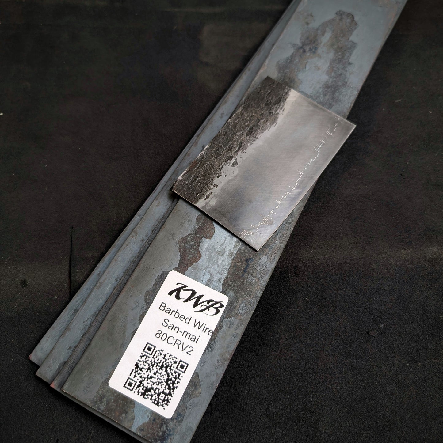 Barbed wire San-Mai 80crv2 Knife Making Steel Billet - KWB Knives