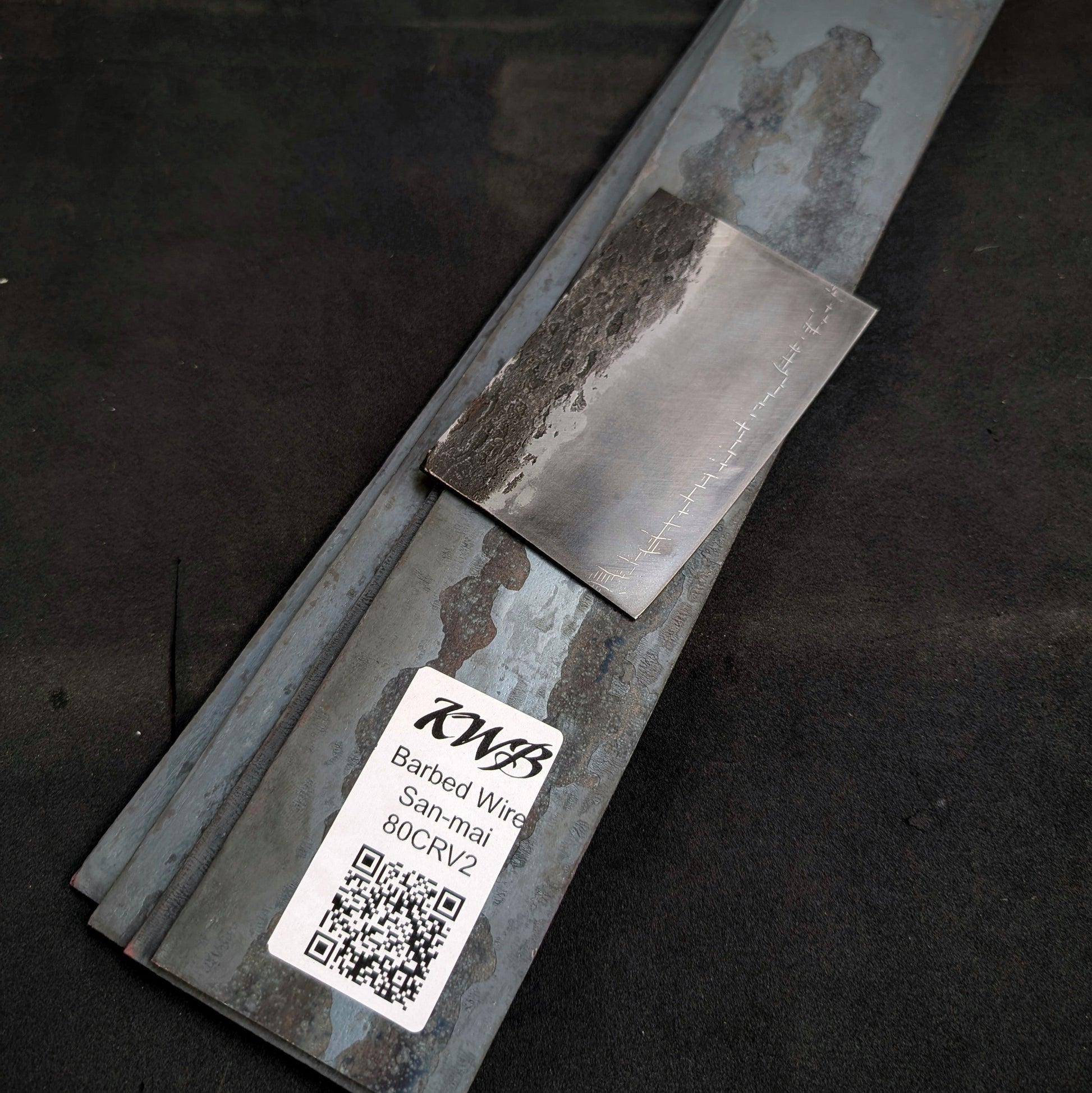 Barbed wire San-Mai 80crv2 Knife Making Steel Billet - KWB Knives