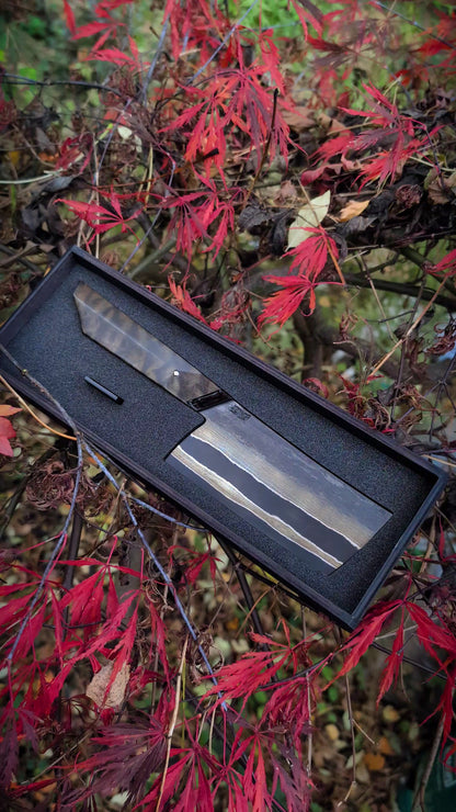 130mm Nickel Damascus Nakiri Veg Knife | Handmade Kitchen Knives