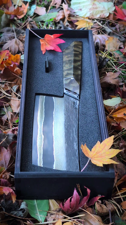 130mm Nickel Damascus Nakiri Veg Knife | Handmade Kitchen Knives